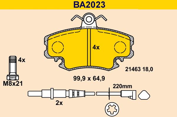 Barum BA2023 - Bremžu uzliku kompl., Disku bremzes autodraugiem.lv