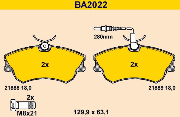 Barum BA2022 - Bremžu uzliku kompl., Disku bremzes autodraugiem.lv