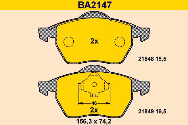 Barum BA2147 - Bremžu uzliku kompl., Disku bremzes autodraugiem.lv