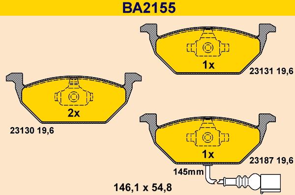 Barum BA2155 - Bremžu uzliku kompl., Disku bremzes autodraugiem.lv