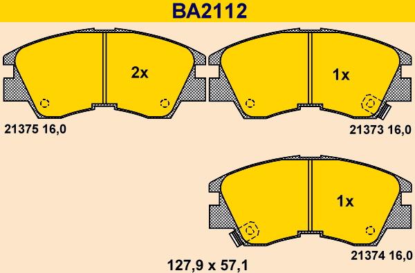 Barum BA2112 - Bremžu uzliku kompl., Disku bremzes autodraugiem.lv