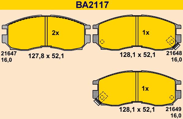 Barum BA2117 - Bremžu uzliku kompl., Disku bremzes autodraugiem.lv