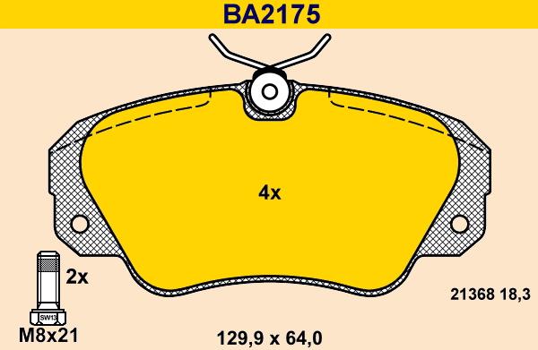 Barum BA2175 - Bremžu uzliku kompl., Disku bremzes autodraugiem.lv