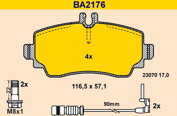 Barum BA2176 - Bremžu uzliku kompl., Disku bremzes autodraugiem.lv