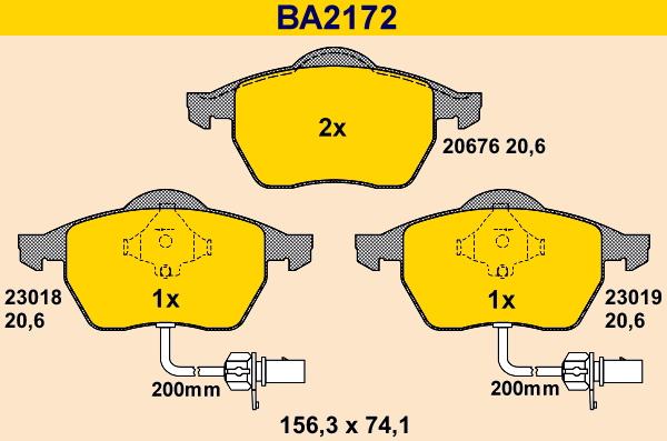 Barum BA2172 - Bremžu uzliku kompl., Disku bremzes autodraugiem.lv