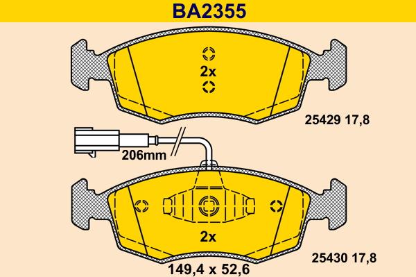 Barum BA2355 - Bremžu uzliku kompl., Disku bremzes autodraugiem.lv