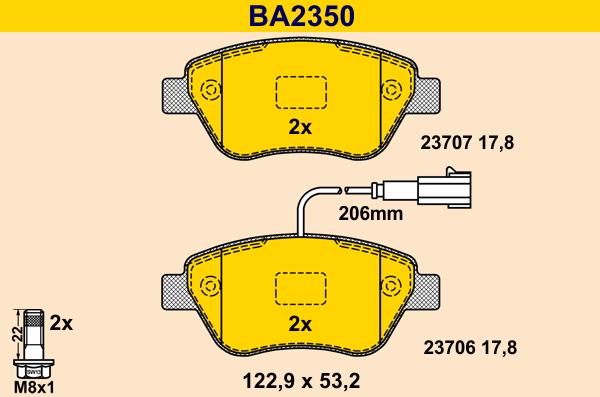 Barum BA2350 - Bremžu uzliku kompl., Disku bremzes autodraugiem.lv