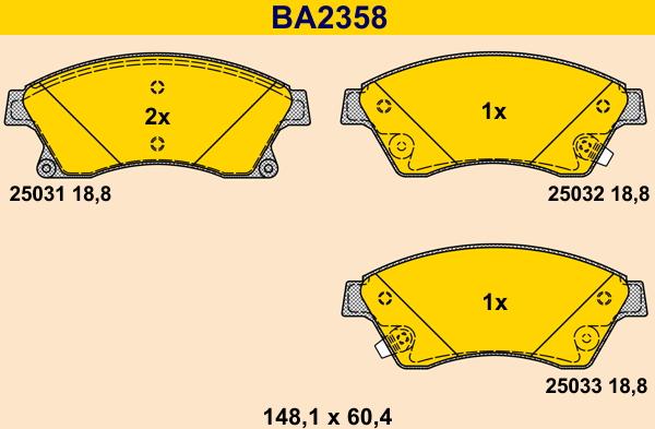 Barum BA2358 - Bremžu uzliku kompl., Disku bremzes autodraugiem.lv