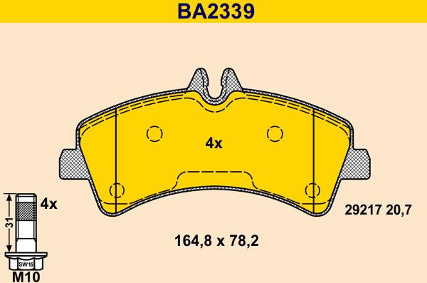 Barum BA2339 - Bremžu uzliku kompl., Disku bremzes autodraugiem.lv