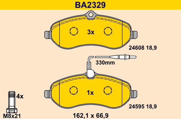 Barum BA2329 - Bremžu uzliku kompl., Disku bremzes autodraugiem.lv