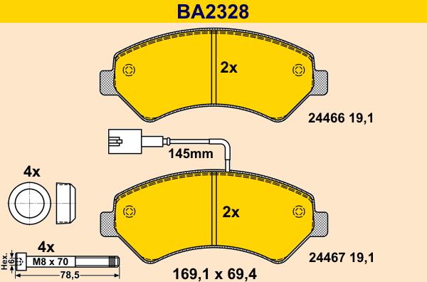 Barum BA2328 - Bremžu uzliku kompl., Disku bremzes autodraugiem.lv