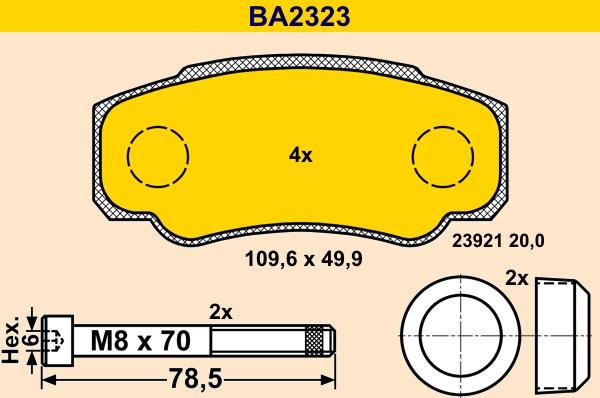 Barum BA2323 - Bremžu uzliku kompl., Disku bremzes autodraugiem.lv