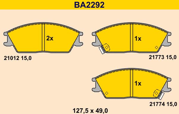 Barum BA2292 - Bremžu uzliku kompl., Disku bremzes autodraugiem.lv