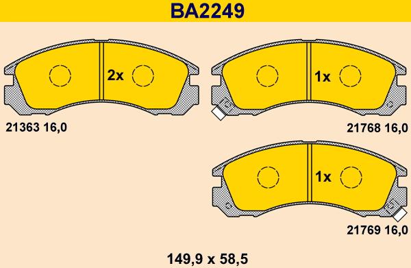 Barum BA2249 - Bremžu uzliku kompl., Disku bremzes autodraugiem.lv