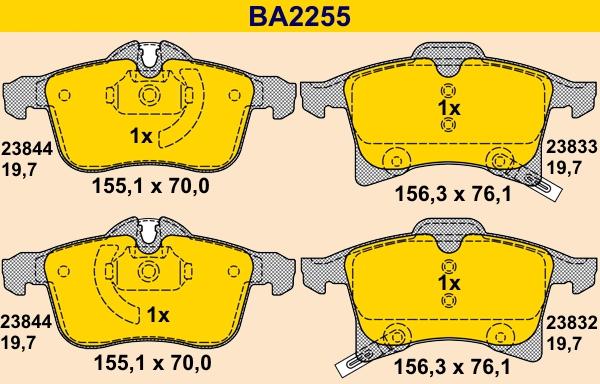 Barum BA2255 - Bremžu uzliku kompl., Disku bremzes autodraugiem.lv