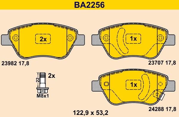 Barum BA2256 - Bremžu uzliku kompl., Disku bremzes autodraugiem.lv