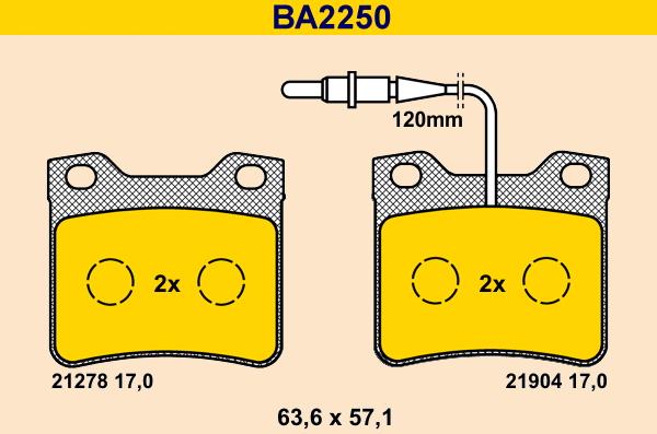 Barum BA2250 - Bremžu uzliku kompl., Disku bremzes autodraugiem.lv