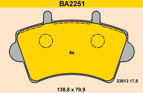 Barum BA2251 - Bremžu uzliku kompl., Disku bremzes autodraugiem.lv