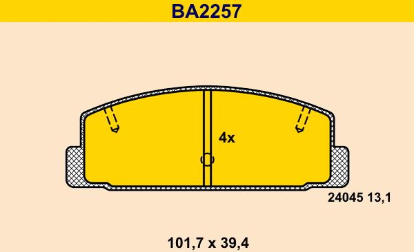 Barum BA2257 - Bremžu uzliku kompl., Disku bremzes autodraugiem.lv