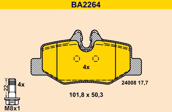 Barum BA2264 - Bremžu uzliku kompl., Disku bremzes autodraugiem.lv