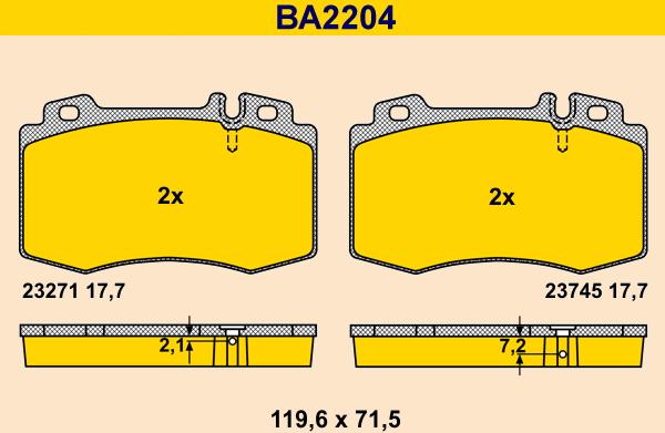 Barum BA2204 - Bremžu uzliku kompl., Disku bremzes autodraugiem.lv