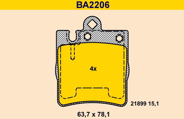 Barum BA2206 - Bremžu uzliku kompl., Disku bremzes autodraugiem.lv