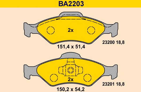 Barum BA2203 - Bremžu uzliku kompl., Disku bremzes autodraugiem.lv