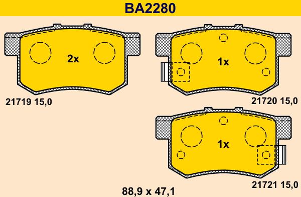 Barum BA2280 - Bremžu uzliku kompl., Disku bremzes autodraugiem.lv