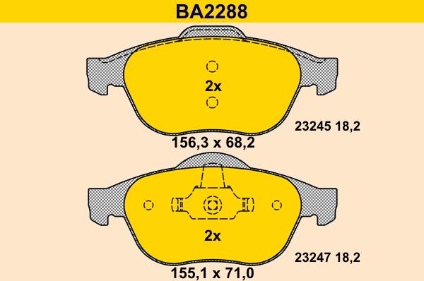 Barum BA2288 - Bremžu uzliku kompl., Disku bremzes autodraugiem.lv