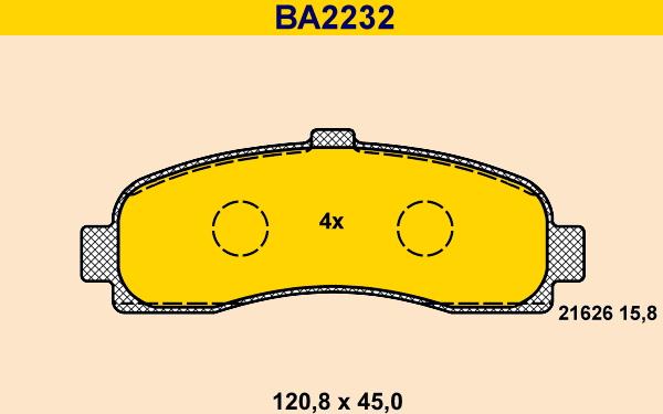 Barum BA2232 - Bremžu uzliku kompl., Disku bremzes autodraugiem.lv