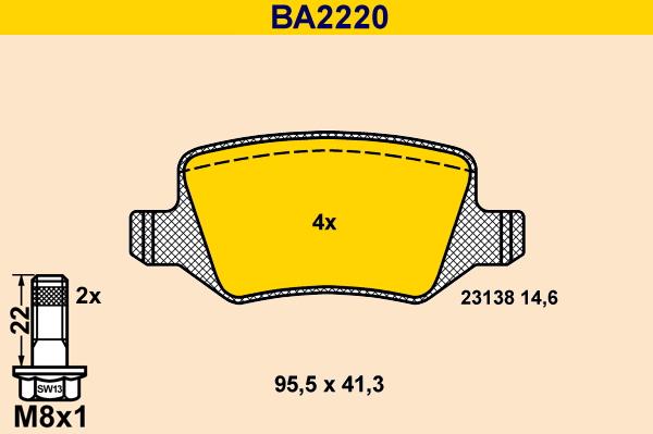 Barum BA2220 - Bremžu uzliku kompl., Disku bremzes autodraugiem.lv