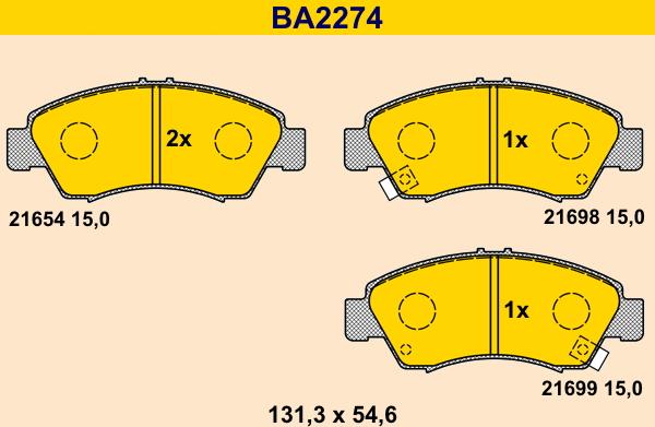 Barum BA2274 - Bremžu uzliku kompl., Disku bremzes autodraugiem.lv