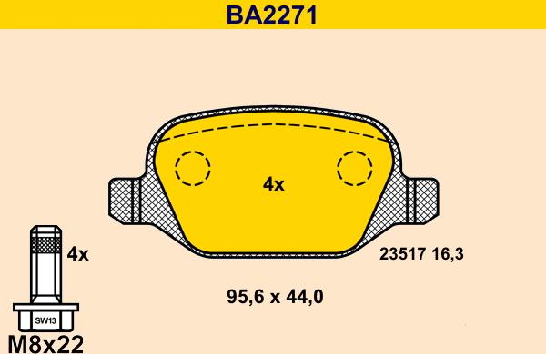 Barum BA2271 - Bremžu uzliku kompl., Disku bremzes autodraugiem.lv