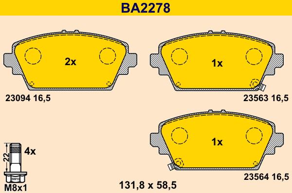 Barum BA2278 - Bremžu uzliku kompl., Disku bremzes autodraugiem.lv