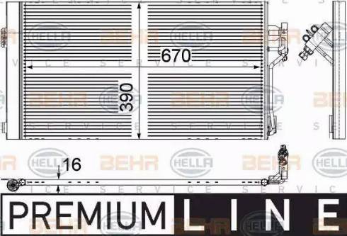 BEHR HELLA Service 8FC 351 343-001 - Kondensators, Gaisa kond. sistēma autodraugiem.lv