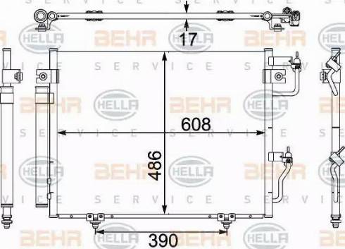 BEHR HELLA Service 8FC 351 304-081 - Kondensators, Gaisa kond. sistēma autodraugiem.lv