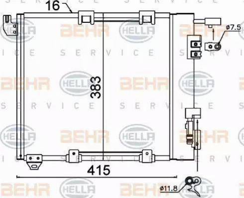 BEHR HELLA Service 8FC 351 301-374 - Kondensators, Gaisa kond. sistēma autodraugiem.lv