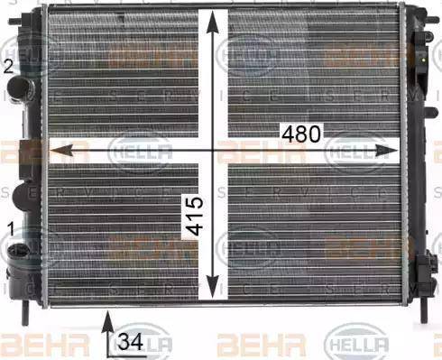 BEHR HELLA Service 8MK 376 700-571 - Radiators, Motora dzesēšanas sistēma autodraugiem.lv