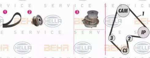 BEHR HELLA Service 8MP 376 805-891 - Ūdenssūknis + Zobsiksnas komplekts autodraugiem.lv