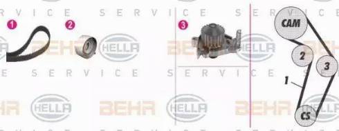 BEHR HELLA Service 8MP 376 808-831 - Ūdenssūknis + Zobsiksnas komplekts autodraugiem.lv