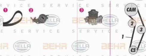 BEHR HELLA Service 8MP 376 813-841 - Ūdenssūknis + Zobsiksnas komplekts autodraugiem.lv