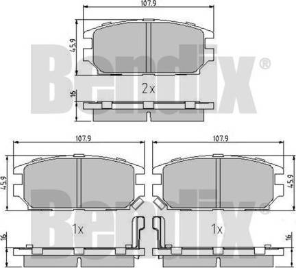 BENDIX 511089 - Bremžu uzliku kompl., Disku bremzes autodraugiem.lv