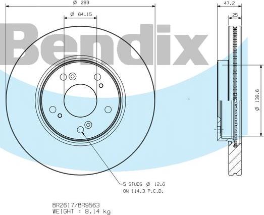 BENDIX BR9563 - Bremžu diski autodraugiem.lv