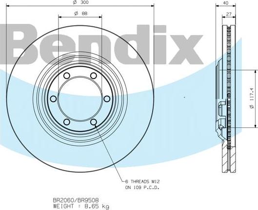 BENDIX BR9508 - Bremžu diski autodraugiem.lv