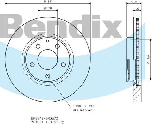 BENDIX BR9570 - Bremžu diski autodraugiem.lv