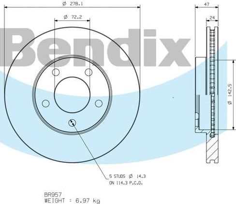 BENDIX BR957 - Bremžu diski autodraugiem.lv