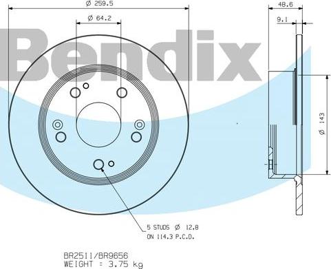 BENDIX BR9656 - Bremžu diski autodraugiem.lv