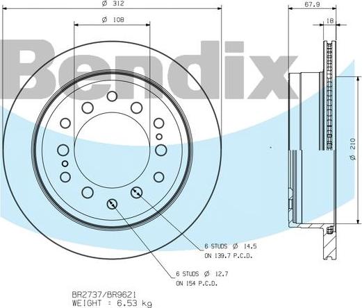 BENDIX BR9621 - Bremžu diski autodraugiem.lv