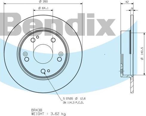 BENDIX BR438 - Bremžu diski autodraugiem.lv