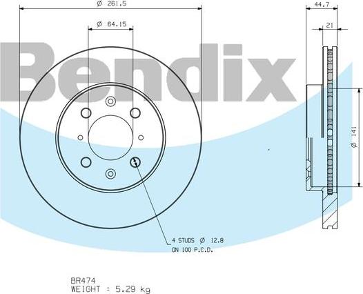 BENDIX BR474 - Bremžu diski autodraugiem.lv